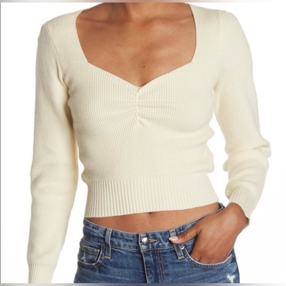 ASTR the Label Cream Sweater with Sweetheart Neckline - Size M
